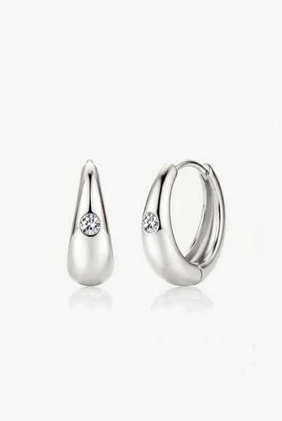 Silver - Moissanite Hoop Earrings by MUCHV