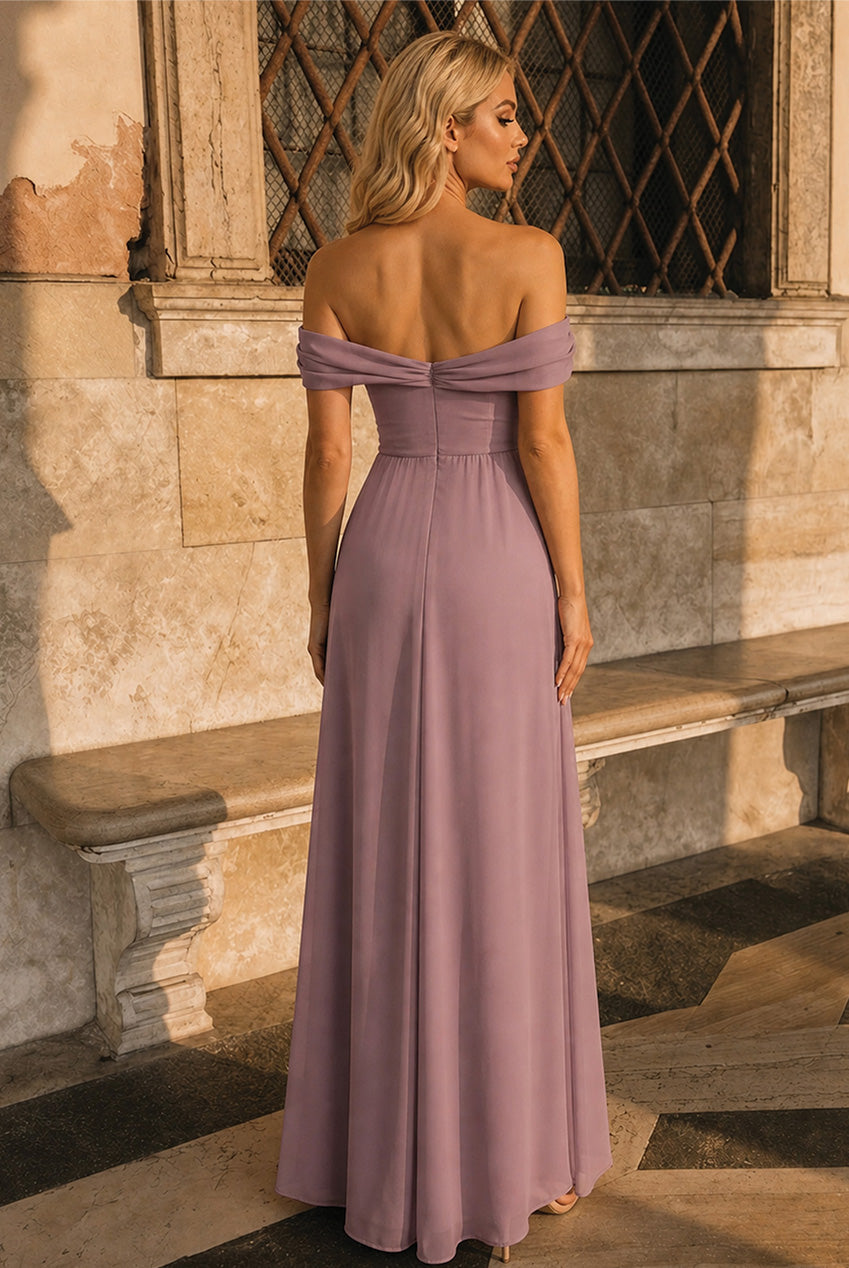 Bardot Off-Shoulder Maxi Dress In Mink 3181MI