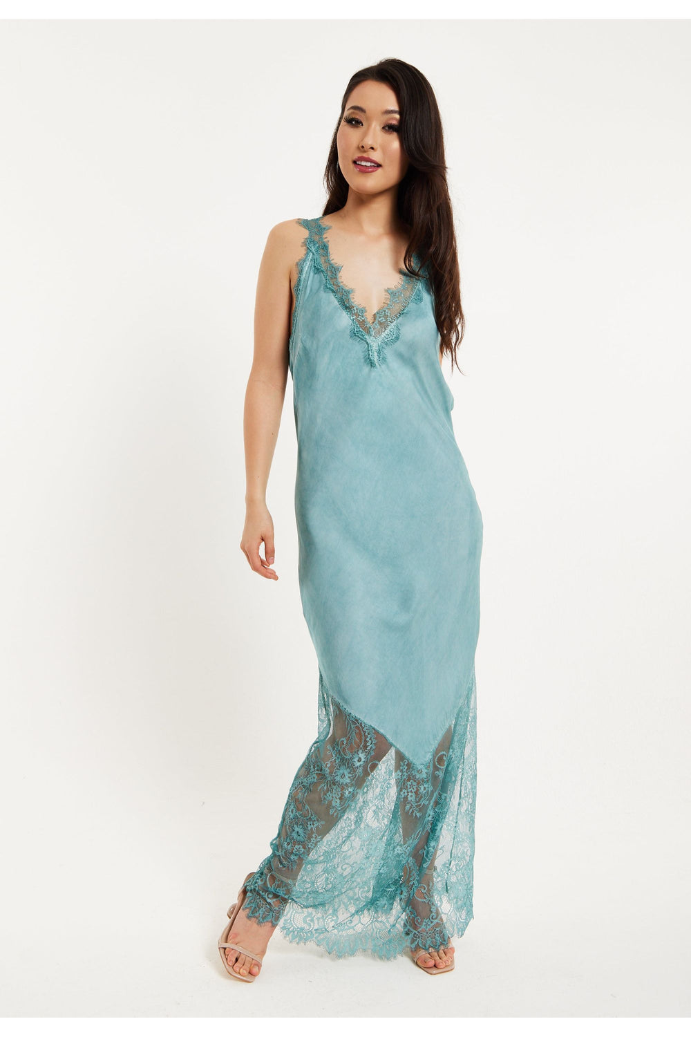 Lace Detail V Neck Maxi Dress Goddiva