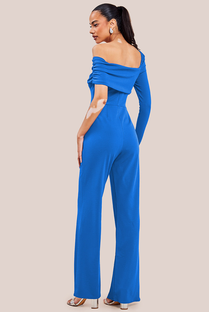 One Shoulder Scuba Jumpsuit - Royal Blue TR375