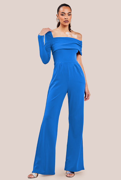 One Shoulder Scuba Jumpsuit - Royal Blue TR375