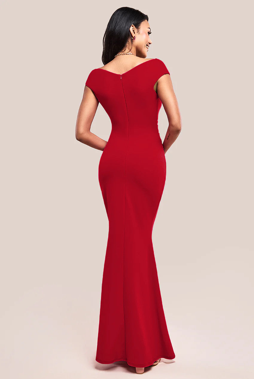 Bardot Pleated Maxi Dress - Red DR1092