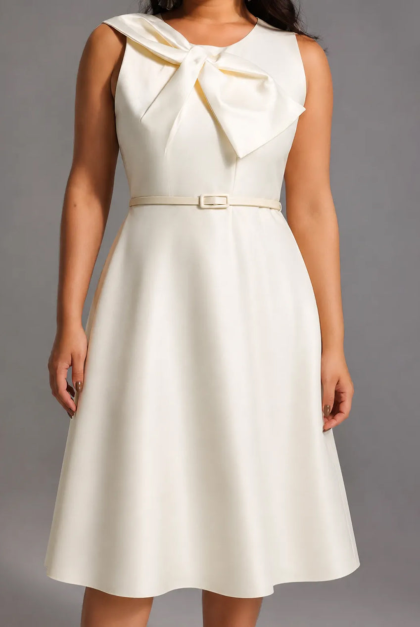 Fallon Elegant Tailored Sleeveless Bow Detailed Woven Maxi Dress D260401112