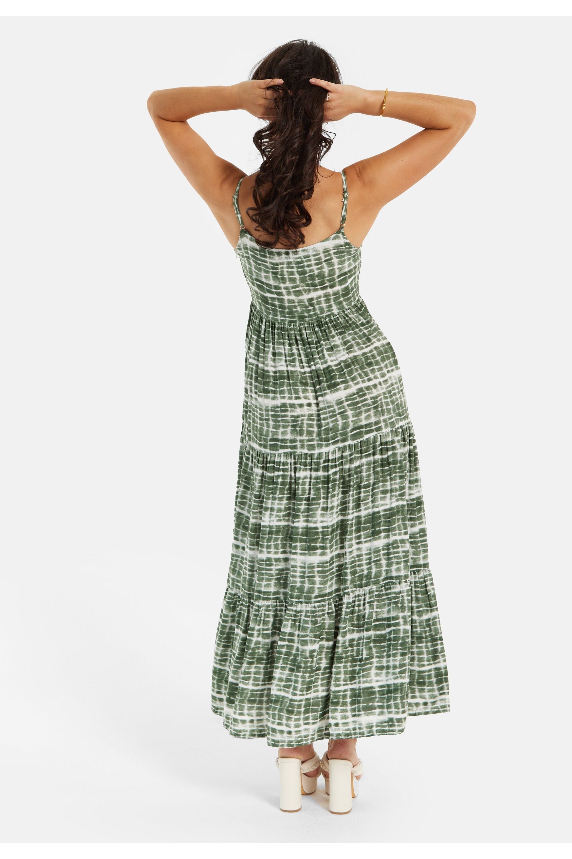 Khaki Tie Dye Cami Maxi Dress TRDR005