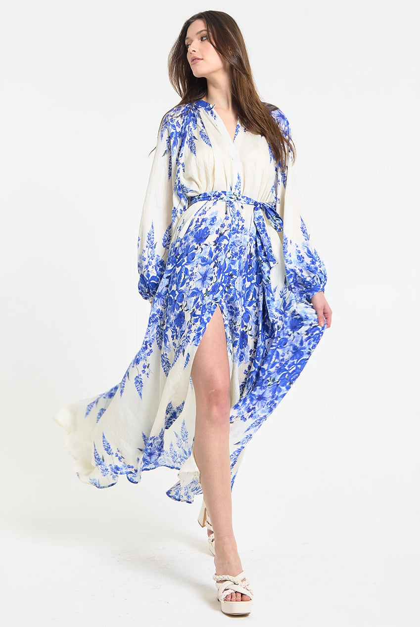 Blue Floral Maxi Dress LQSS2635039