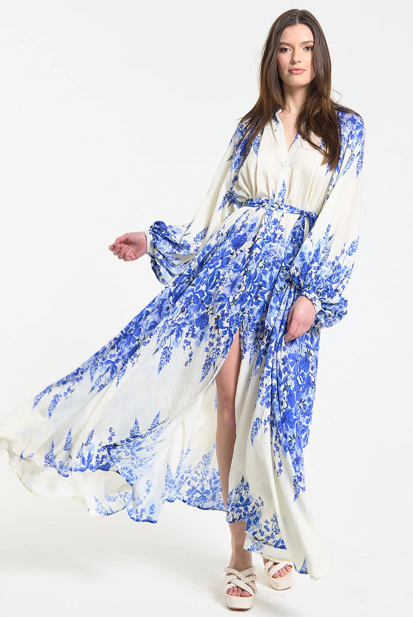 Blue Floral Maxi Dress LQSS2635039