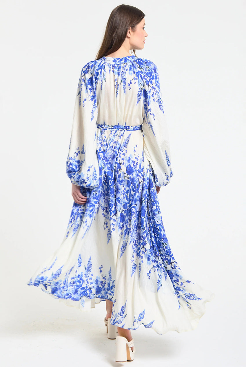 Blue Floral Maxi Dress LQSS2635039