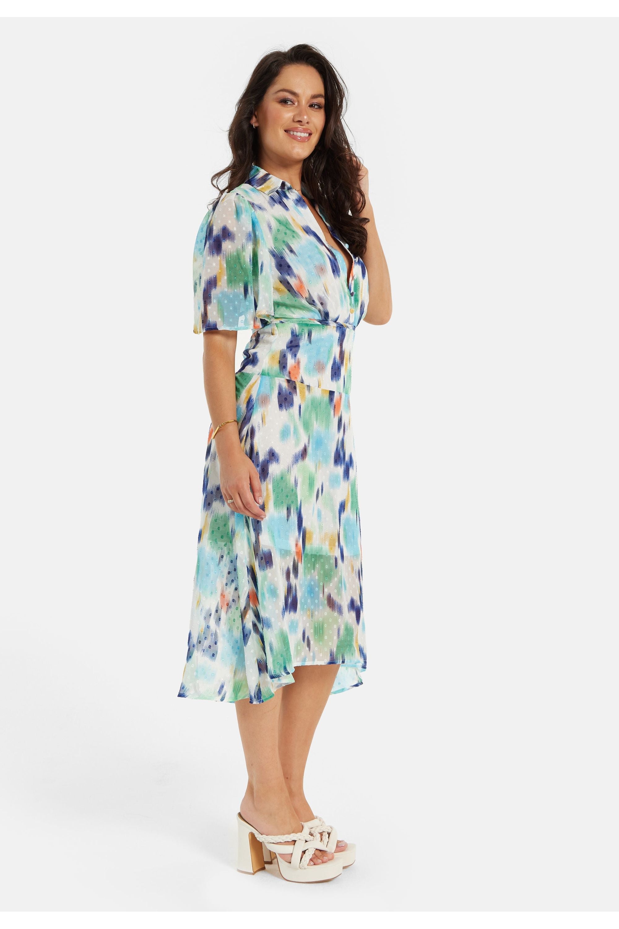 Multicolour Chiffon Midi Dress LIQ22SS069