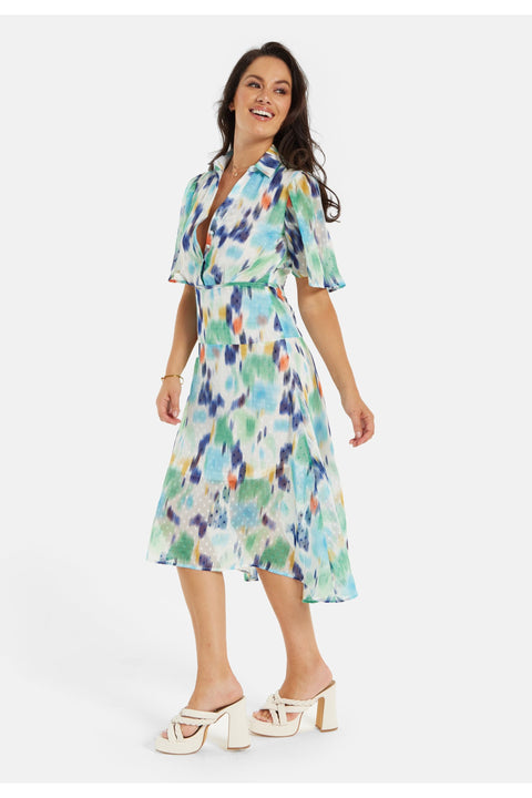 Multicolour Chiffon Midi Dress by Liquorish