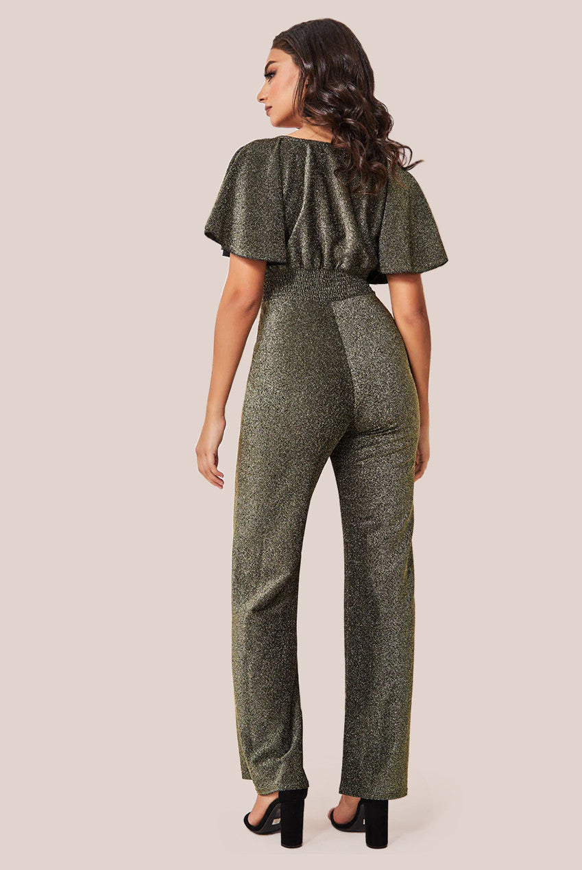 Lurex Wrap Style Jumpsuit - Gold TR359