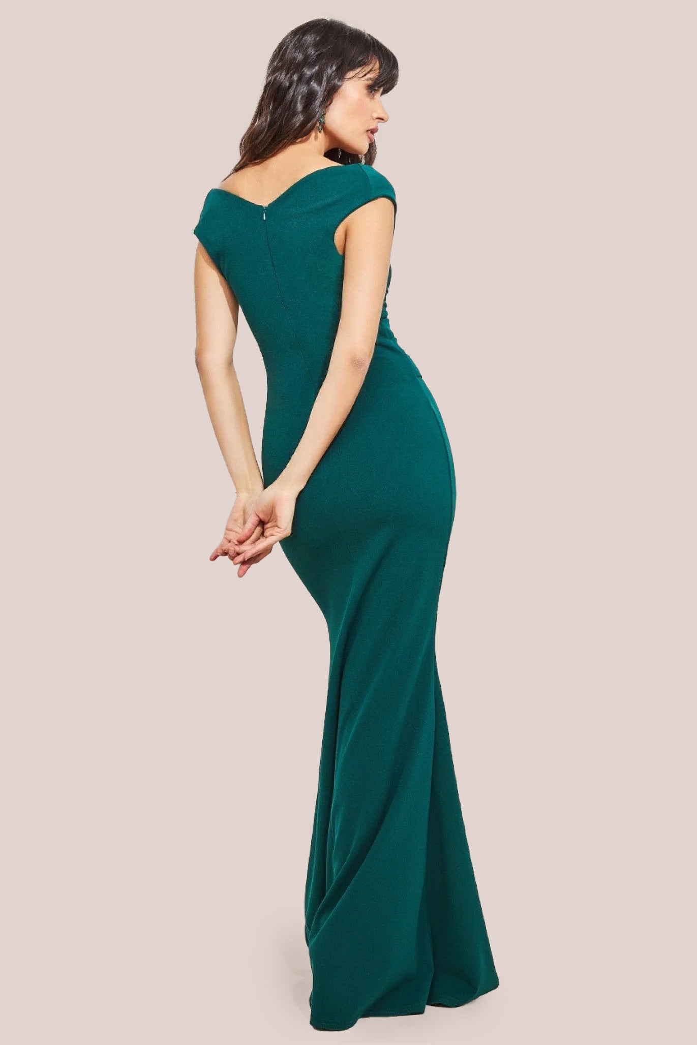 Bardot Pleated Maxi Dress - Emerald Green DR1092