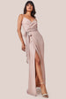 Wrap Style Spaghetti Strap Maxi With Split - Blush by Goddiva