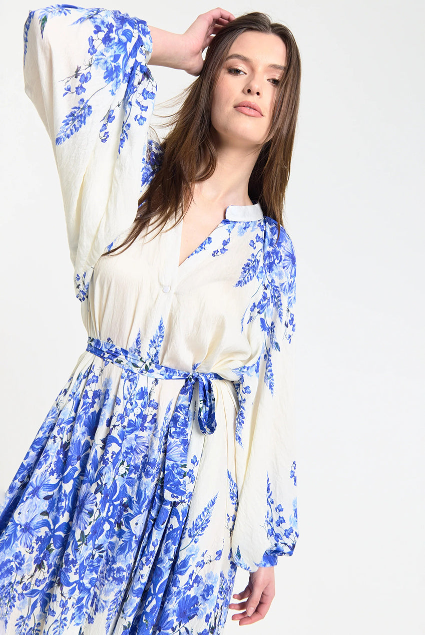 Blue Floral Maxi Dress LQSS2635039