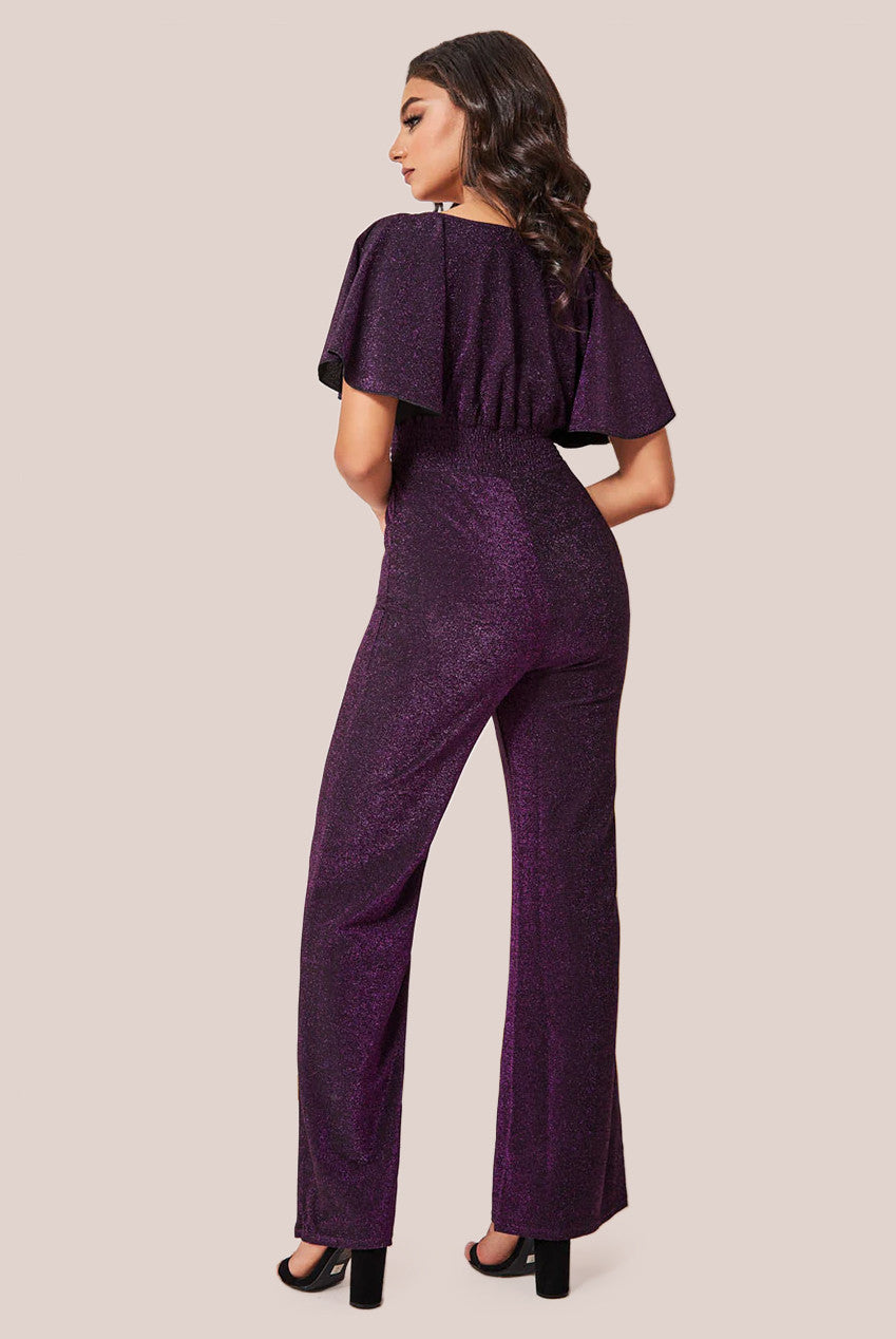 Lurex Wrap Style Jumpsuit - Magenta TR359