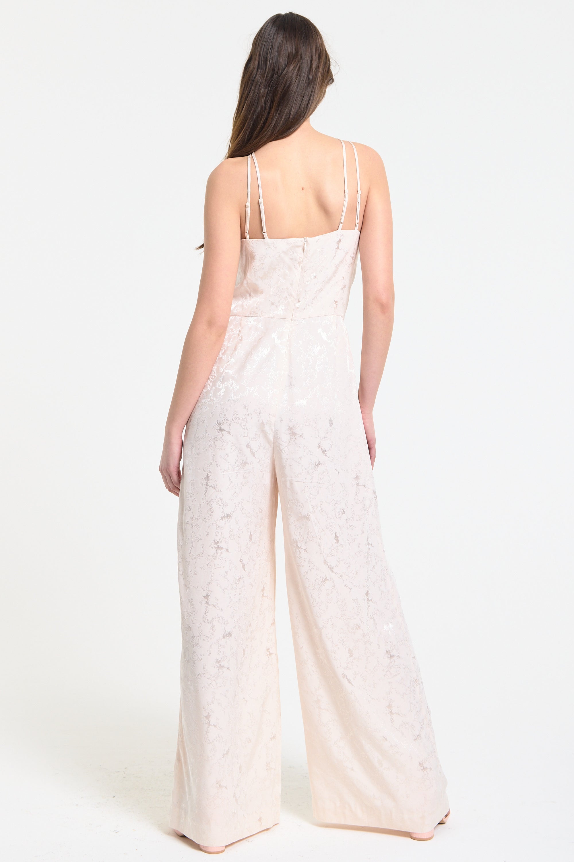 Champagne Jacquard Wide Leg Jumpsuit LQSS2639017A