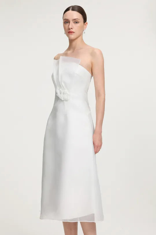 Ruffled Organza Midi Dress R2509MZ002