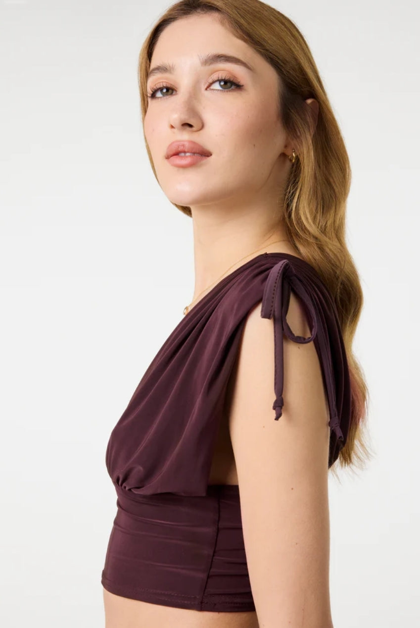 Ruched Shoulder Crop Top SS26206P030