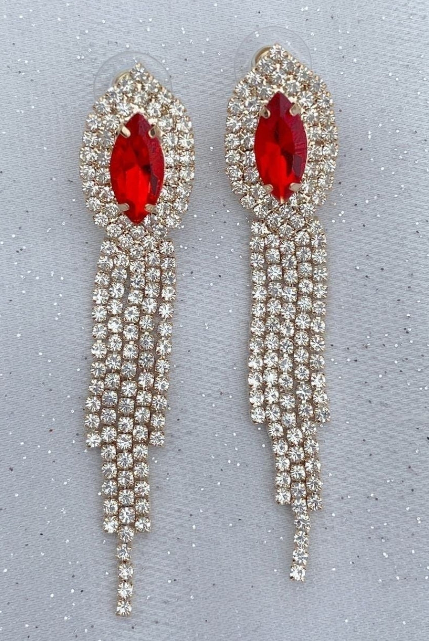 Red Earrings Diamante Earrings 5060801172196
