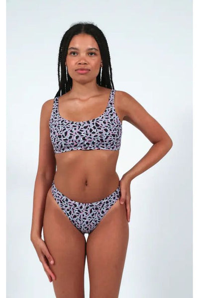 Purple - Bikini Low Rise Bottoms In Purple Leopard Print by Maribela