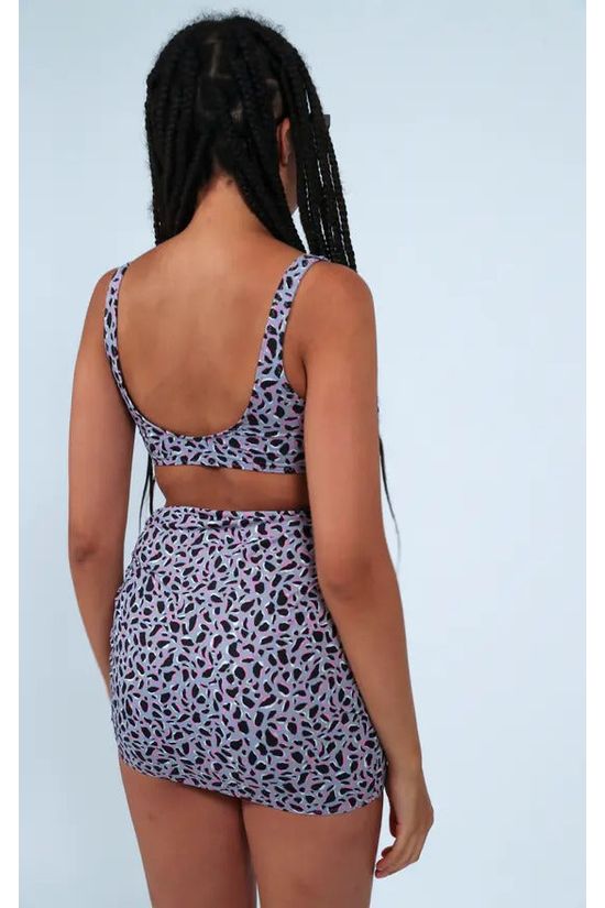 Bikini Crop Top In Purple Leopard Print PLCT23