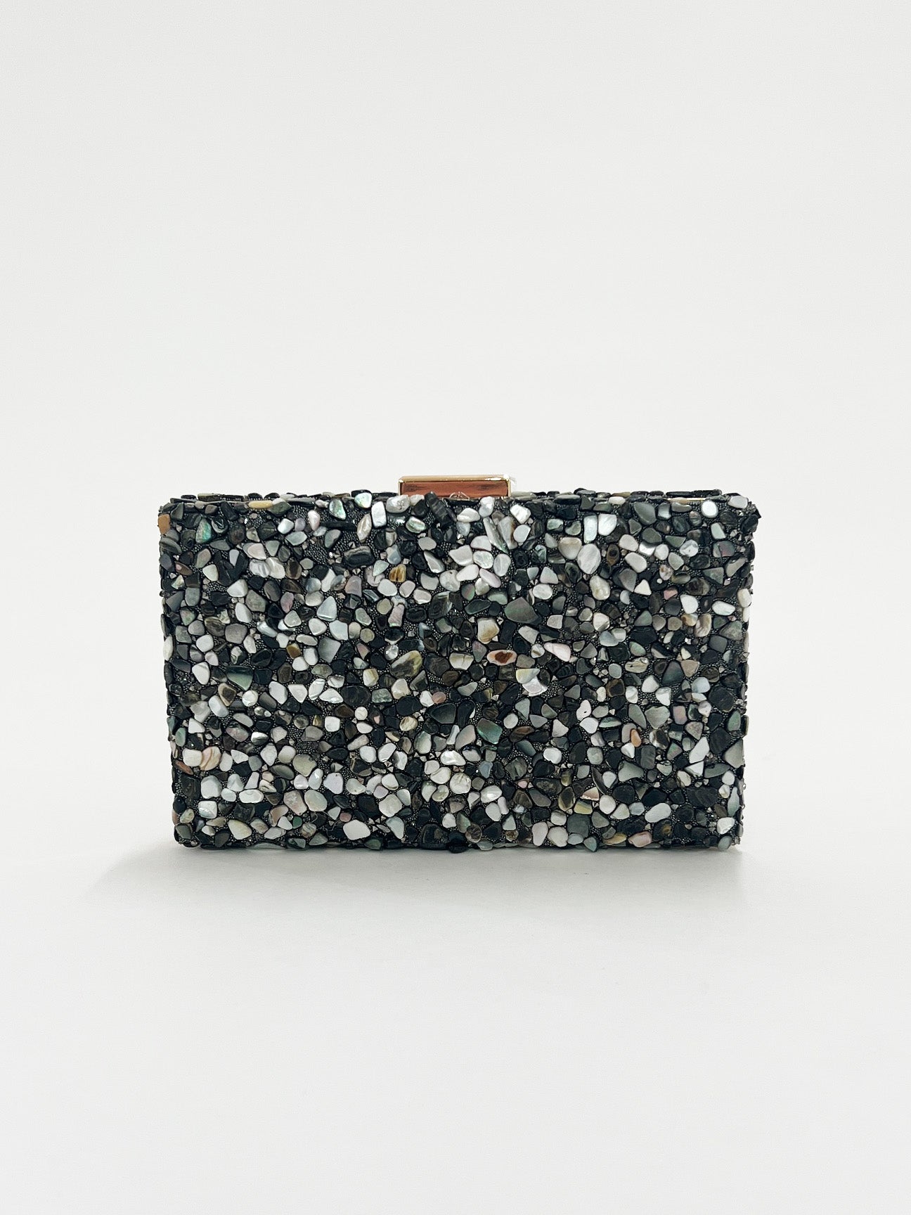 Embellished Clutch Bag In Black Speckle HB330602