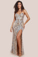 Goddiva Strapless Multi Sequin Maxi Dress - Champagne