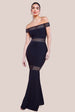 Goddiva Off The Shoulder Ribbed Bodycon Maxi Dress - Black