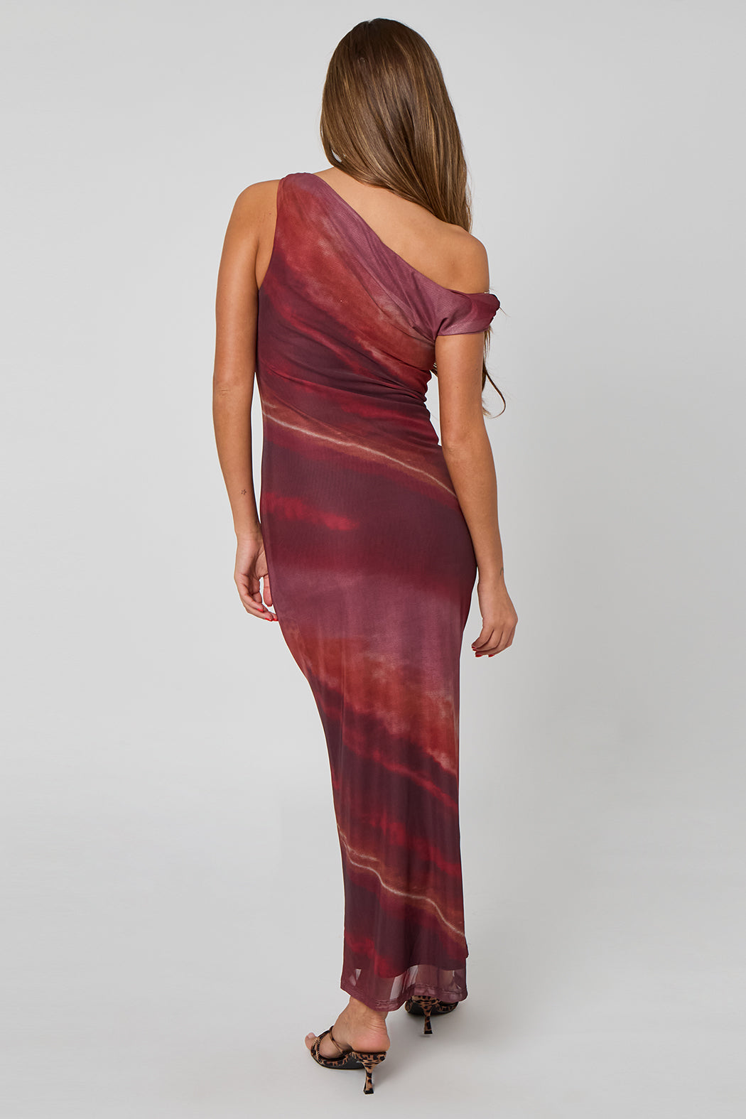 Tie Dye Max Gold Trim Maxi Dress 40DRS37798-c59
