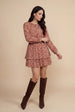 Animal Metallic Mini Dress Rust Pattern by Urban Bliss