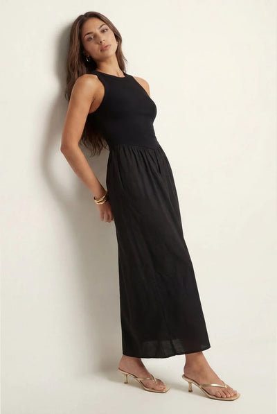 Black - Black Ribbed Cotton Poplin Dress by Urban Bliss