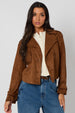 Brown Cropped Suede Trench by Urban Bliss