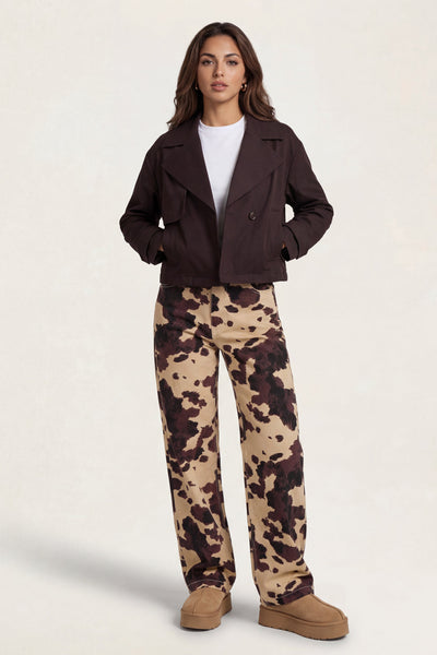 Chocolate - Cropped Trench by Urban Bliss