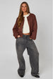 Faux Suede Bubble Hem Jacket by Urban Bliss