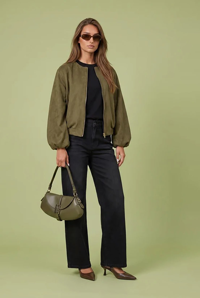 Faux Suede Bubble Hem Jacket 40JKT37162