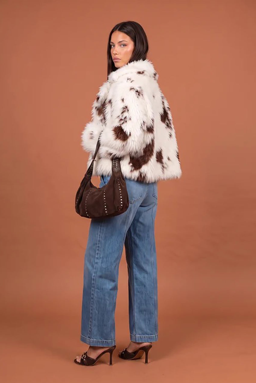 Cow Print Faux Fur Jacket 40JKT37899