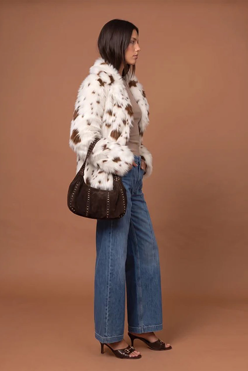 Cow Print Faux Fur Jacket 40JKT37899