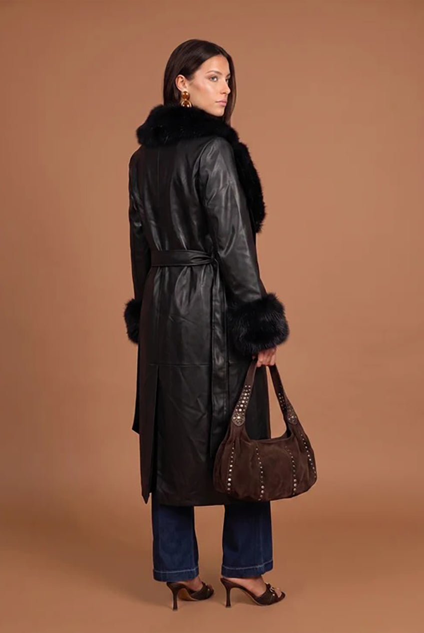 Fur Cuff Pu Jacket Black 40JKT38812