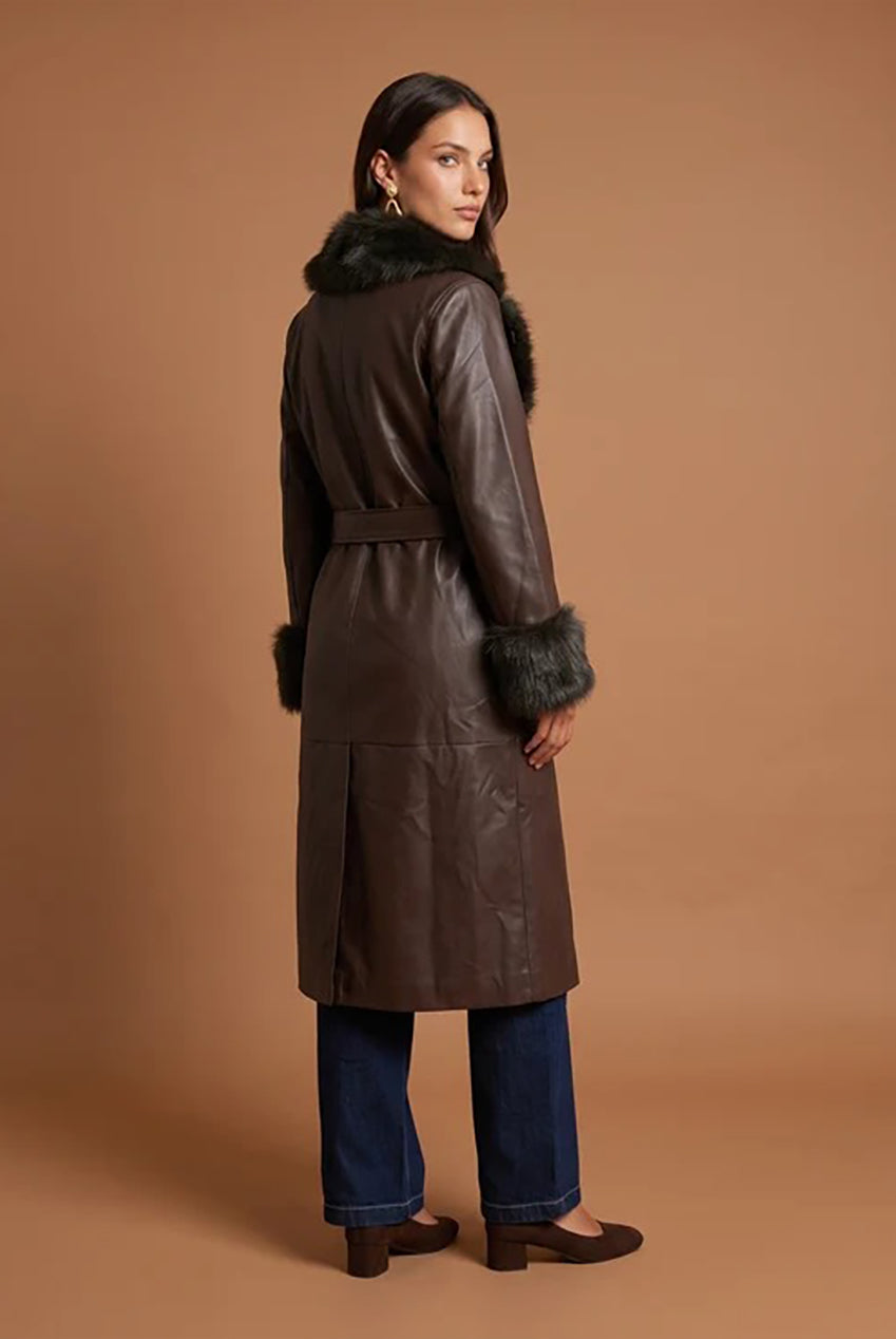 Fur Cuff Pu Jacket Chocolate 40JKT38812