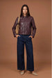 Collared Straight Pu Jacket Berry by Urban Bliss