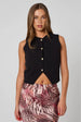 Black Floral Button Front Vest by Urban Bliss