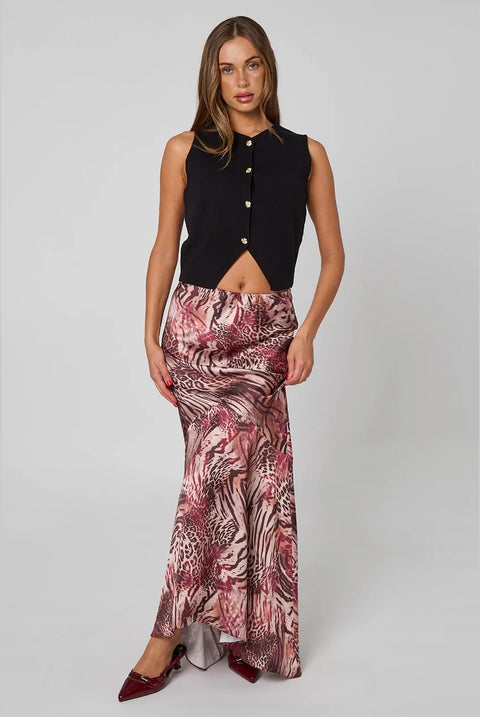 Black Floral Button Front Vest by Urban Bliss