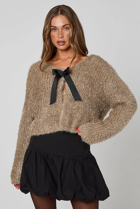 Tinsel Bow Cardigan by Urban Bliss