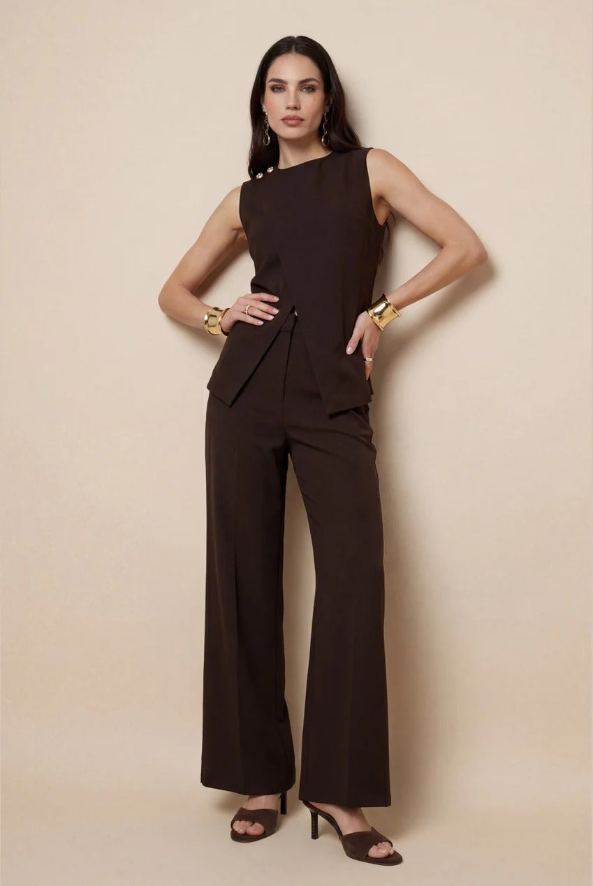Cross Over Waistcoat Chocolate 40TOP38685-c24