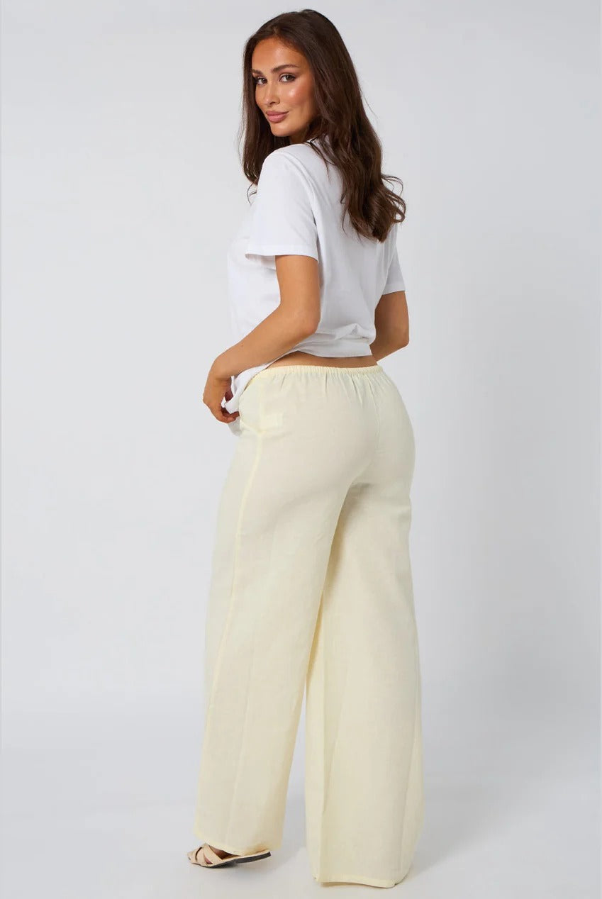 Lemon Linen-Look Elasticated Wide Leg Trouser 40TRS36281-c88