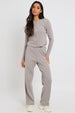 Grey Ribbed Wide Leg Trouser by Urban Bliss