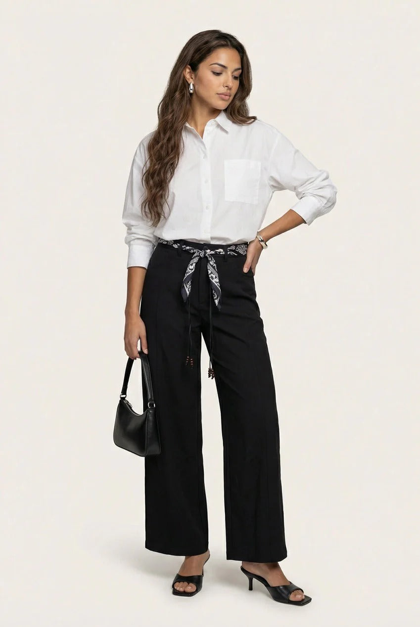 Belted Barrel Leg Trouser Black 40TRS38778-c1