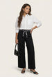 Belted Barrel Leg Trouser Black by Urban Bliss
