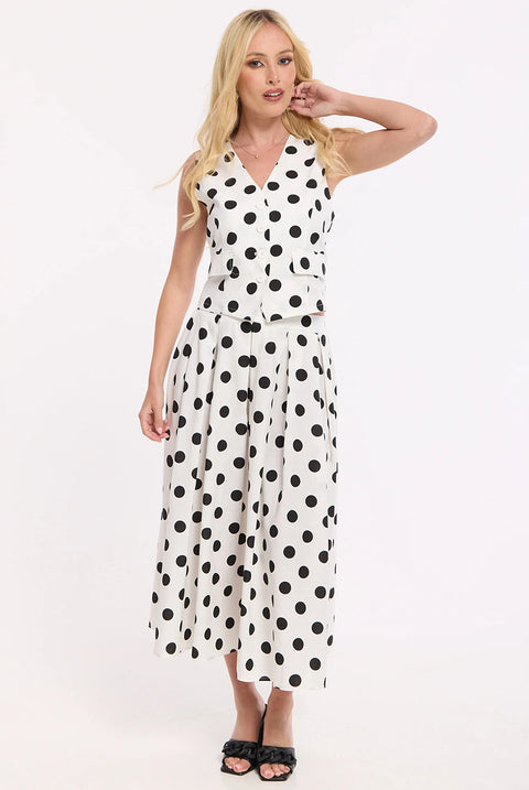 Polka Dot Linen Blend Co-Ord Set by Liquorish