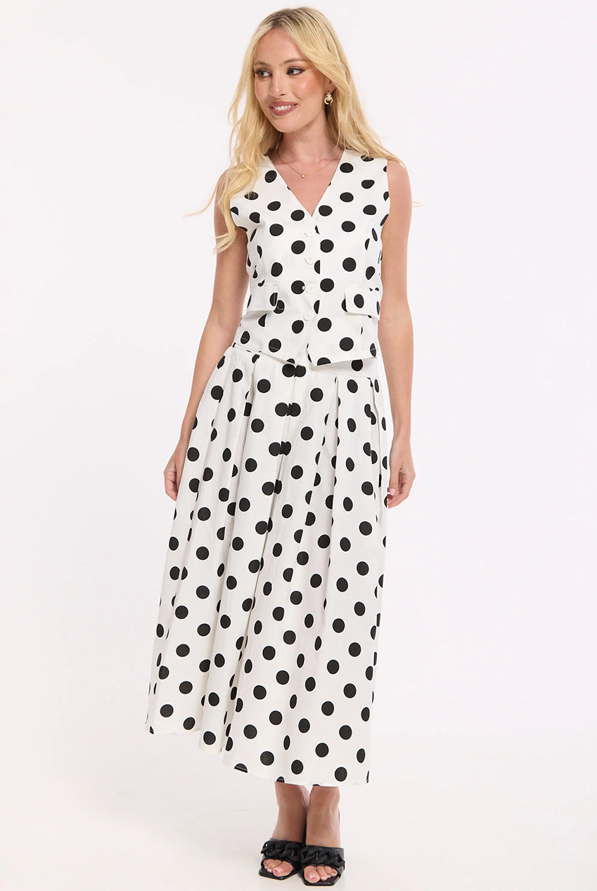 Polka Dot Linen Blend Co-Ord Set LQ172685002