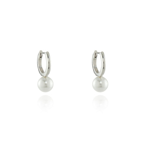 Padma 8mm Pearl Silver Hoop by Cachet London